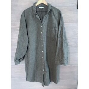 Coyuchi Women's Cloud Brushed Organic Flannel Nightshirt Size Medium Gray